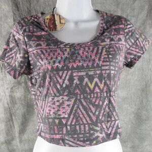 NWT All About Eve Multicolor Geometric Pattern Crop Top Tee Women Size 12 60745